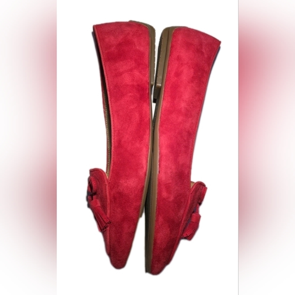 268. Talbots Francesca Red Suede Driving Loafers - Women's Size 8W (HC) - Picture 3 of 7